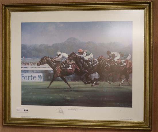 Graham Isom, limited edition print, Prix de Larc de Triomphe Longchamps, Paris 1986 Dancing Brave and 58 x 73cm